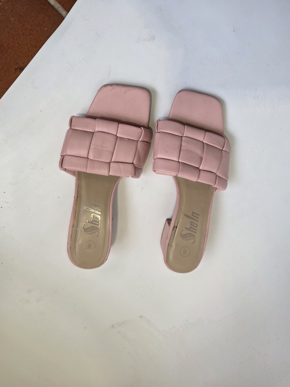 Shein Pink Braided-Pad Slide Mules Size 8